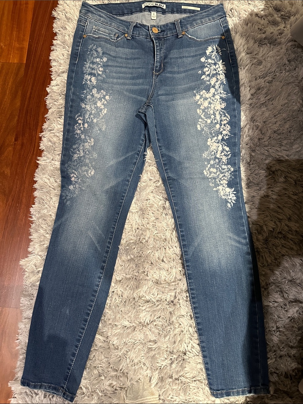 Code Bleu Women's Blue Floral-Skinny Jeans